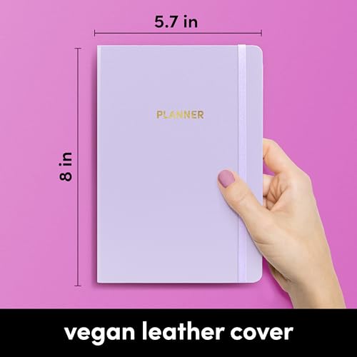 PAPERAGE Undated Weekly & Monthly Hardcover Planner (Lavender), 5.7 in x 8 in, Includes Dotted Note Pages & 8 Sticker Sheets