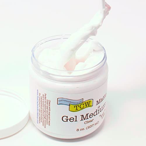 The Crafters Workshop Gel Medium, Additive for Paint, Adhesive for Canvas, Paper, or Wood, Transparent Finish for Acrylics, Matte Gel Medium, 8-oz, Matte