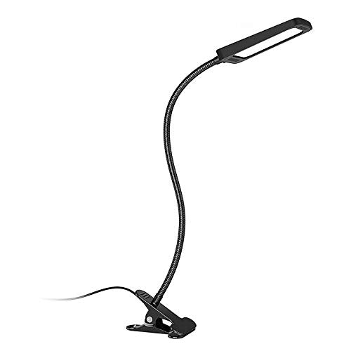 TROND LED Desk Lamp with Clamp, 3-Level Dimmable Desk Light 6000K Daylight, Extra-Long Flexible Gooseneck Clip on Light, Eye-Care Clamp Lamp for Painting, Workbench, Reading or Sewing, Bed Bedside