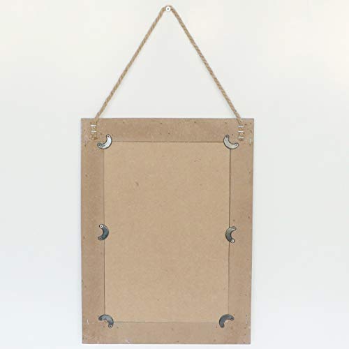 Emaison 16 X 12 Inch Rustic Wood Framed Wall Mirror with Hanging Rope for Farmhouse Decor, for Entryway, Bedroom, Bathroom, Dresser, Brown