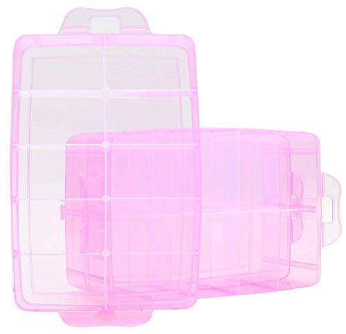 Sooyee Bead Organizer,3-Tier Craft Organizers and Storage,Stackable Storage Containers with 30 Compartments Dividers for Washi Tape,Toy, Nail,Art Supplies, Fishing Tackle, Pink