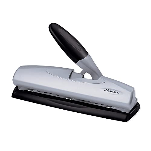 Swingline Desktop Hole Punch, 2-7 Holes Adjustable, 20 Sheet Capacity, Light Touch Low Effort Paper Punch, Black/Silver (74030)