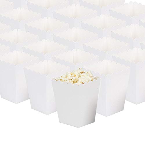 GAKA White Open-Top Popcorn Box Set of 36 Popcorn Favor Boxes Cardboard Candy Container Parties Mini Paper Popcorn Containers