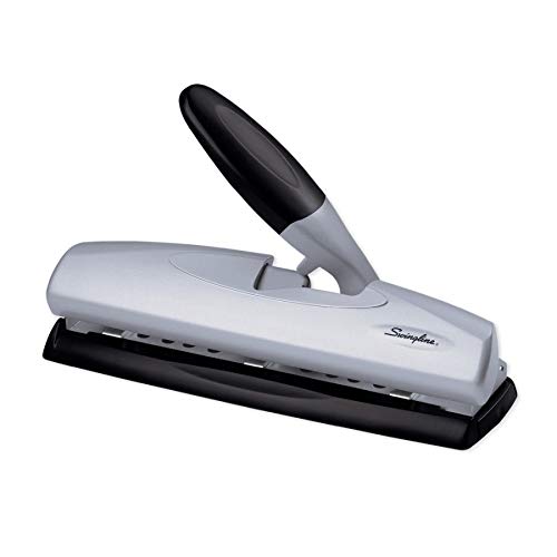 Swingline Desktop Hole Punch, 2-7 Holes Adjustable, 20 Sheet Capacity, Light Touch Low Effort Paper Punch, Black/Silver (74030)