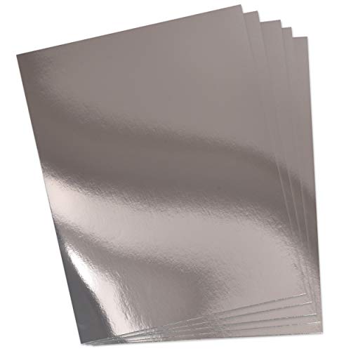 60 Metallic Silver Card Stock Mirror Paper Sheets Foil Board Reflective Sheet for Craft Metal Scrapbook Poster Cardboard Mirrored Embossing Crafts Stock Shiny Material Letter Size 8.5" x 11"