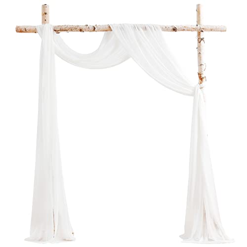 Floroom Wedding Arch Draping Fabric 2 Panels 20Ft White Chiffon Fabric Drapes Arbor Drapery Wedding Ceremony Reception Swag Decorations