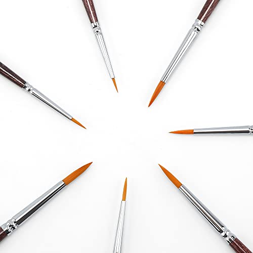 Transon Detail Model Paint Brushes 7pcs for Acrylic, Gouache, Oil, Tempera and Face Painting