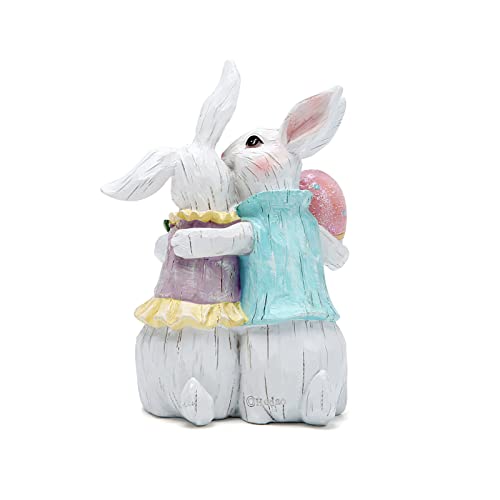 Hodao Easter Bunny Couple Decorations Spring Decors Figurines Tabletopper Decorations for Party Home Holiday Cute Rabbit Easter Day Couple Gifts Decorations