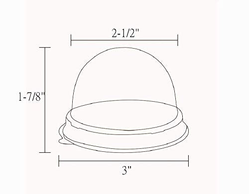 50 Pack 2 Inch of Clear plastic mini Cake Cookies muffins dome box wedding birthday gift box (Gold)