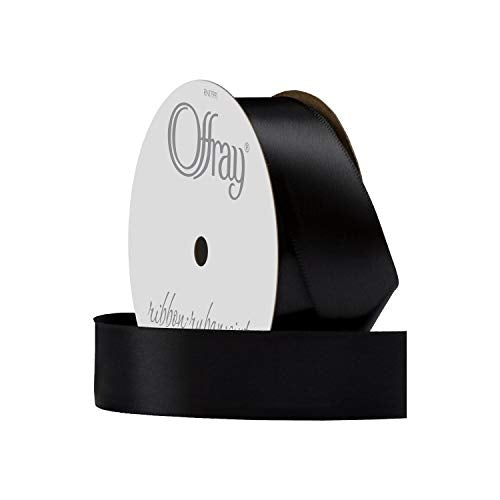 Berwick 072073 7/8" Wide Single Face Satin Ribbon, Black, 6 Yds