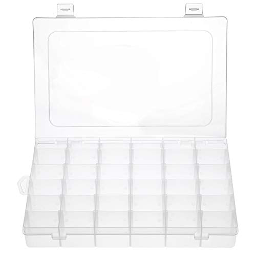Gospire 36 Grids Clear Plastic Jewelry Box Organizer Storage Container with Removable Dividers (36 Grids - Clear)