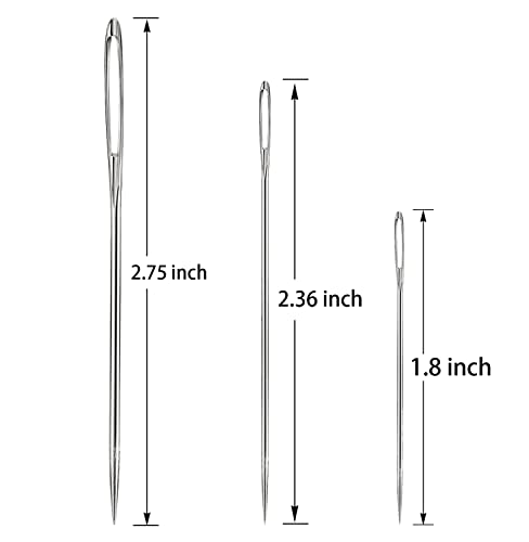 Hekisn Large Eye Sewing Needles, Sewing Needles, Stainless Steel Embroidery Thread Needle, Handmade Yarn Knitting Needles Leather Needle (15 Pieces)