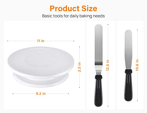 Kootek 71PCs Cake Decorating Supplies Kit with Cake Turntable, 12 Numbered Icing Piping Tips, 2 Spatulas, 3 Icing Comb Scraper, 50+2 Piping Bags, and 1 Coupler for Baking