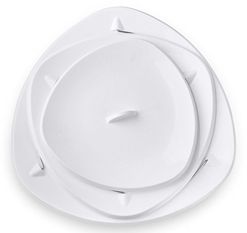 Masirs Collapsible Party Tray, 3 Tier, The Decorative Plastic Appetizer Trays Twist Down & Fold Inside, Minimal Storage Space, An Elegant Tray for Serving Sandwiches, Cake, Sliced Cheese and Deli Meat