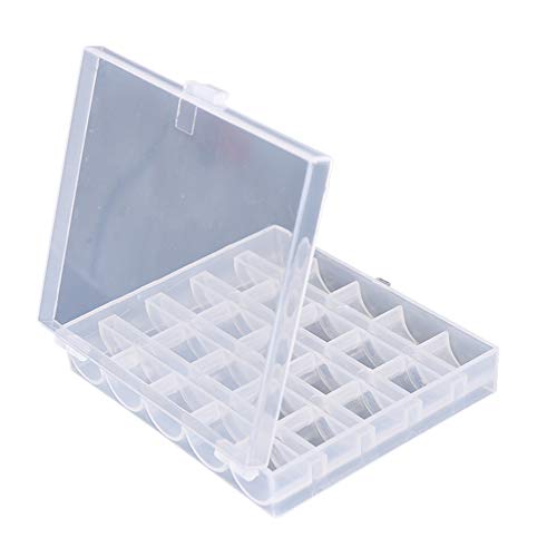 AKIRO 25 Slots Empty Bobbins Spools Box, Sewing Craft Plastic Case Storage Box for Sewing Machine 2 Pack