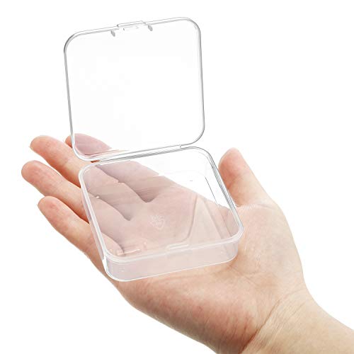 SATINIOR 24 Packs Small Clear Plastic Beads Storage Containers Box with Hinged Lid for Storage of Small Items, Crafts, Jewelry, Hardware (2.5 x 2.5 x 0.8 Inches)