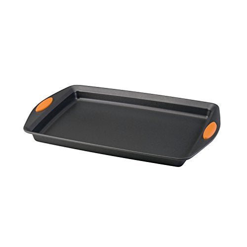 Rachael Ray Nonstick Bakeware with Grips, Nonstick Cookie Sheet / Baking Sheet - 11 Inch x 17 Inch, Gray with Orange Grips
