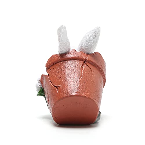 Hodao Easter Bunny Decorations Spring Home Decor Bunny Figurines(Spring Flower jar White Rabbit 2pcs)