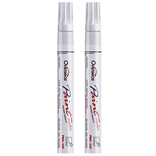 Permanent Paint Pens White Markers - 2 Pack Single color Oil Based, Medium Tip, Quick Drying and Waterproof Marker Pen for Metal, Rock Painting, Wood, Fabric, Plastic, Canvas, Mugs