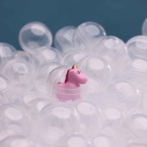 Entervending Round Capsules - 50 pcs Bulk Capsules for Gumball Machines - 1.1" Clear Containers - Surprise for Kids Party Favor Prize