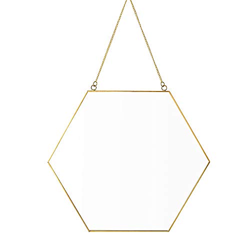 Dahey Gold Hexagon Mirror Wall Decor Small Decorative Mirror Hanging Mirrors for Wall Home Bathroom Bedroom Living Room, 11.81"X10.24", Small, Gold