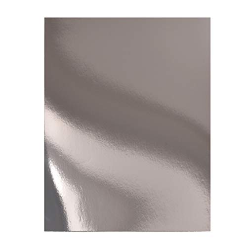 60 Metallic Silver Card Stock Mirror Paper Sheets Foil Board Reflective Sheet for Craft Metal Scrapbook Poster Cardboard Mirrored Embossing Crafts Stock Shiny Material Letter Size 8.5" x 11"