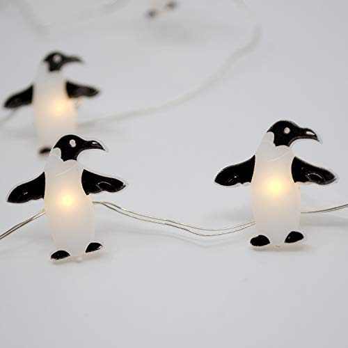 Brooklyn Lighting Company 12 Foot LED Wire Lights Strip with 36 Penguin Shaped Bulbs Battery Operated String Lights (12FT, Penguin)