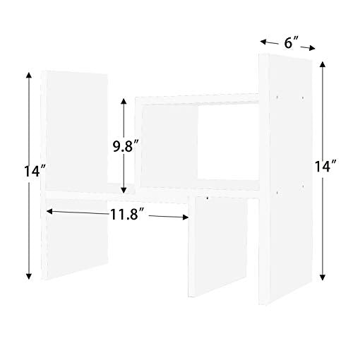Jerry & Maggie Desktop Organizer Office Storage Rack Adjustable Wood Display Shelf - Free Style Double H Display - True Natural Stand Shelf (White)