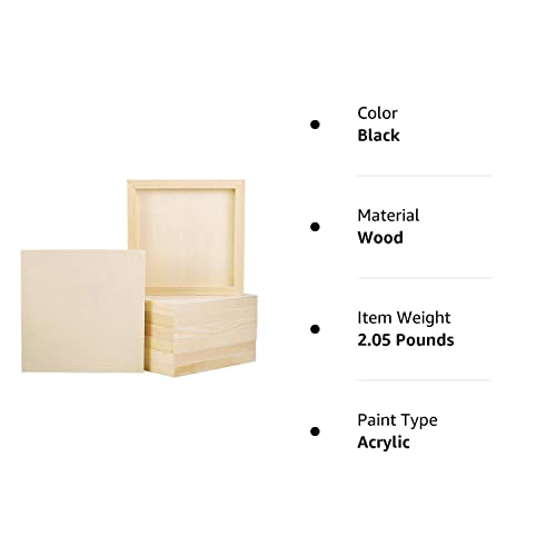 ADXCO 8 Pack Wood Panels 8 x 8 Inch Unfinished Wood Canvas Wooden Panel Boards for Painting, Pouring, Arts Use with Oils, Acrylics