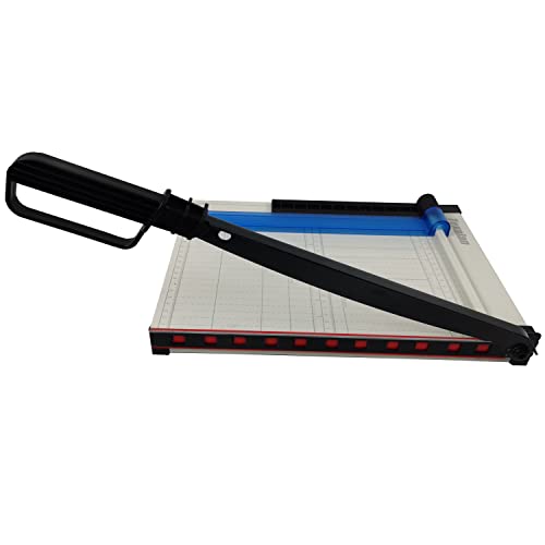 TEXALAN Paper Cutter Letter Size Paper Trimmer 12” Cut Length 12 Sheet Capacity Guillotine Paper Photo Cutter with Magnet Clamp, Paper Guide, Size Guideline