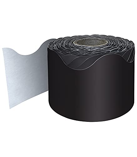 Carson Dellosa 65 Feet Black Bulletin Board Borders, Scalloped Border Trim, Rolled Classroom Borders for Bulletin Board, White Board, Cork Board, Locker, and Classroom Décor