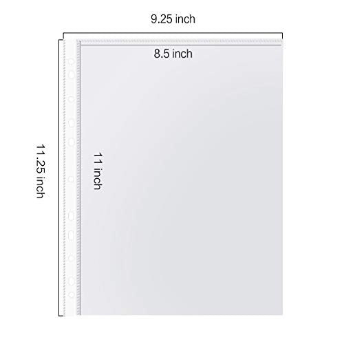 Sheet Protectors, PANDRI 500 Pack Clear Heavy Duty Plastic Page Protectors Sheet Reinforced 11-Hole Fit for 3 Ring Binder Fits Standard 8.5 x 11 Paper, 9.25 x 11.25 Top Loaded, Acid Free