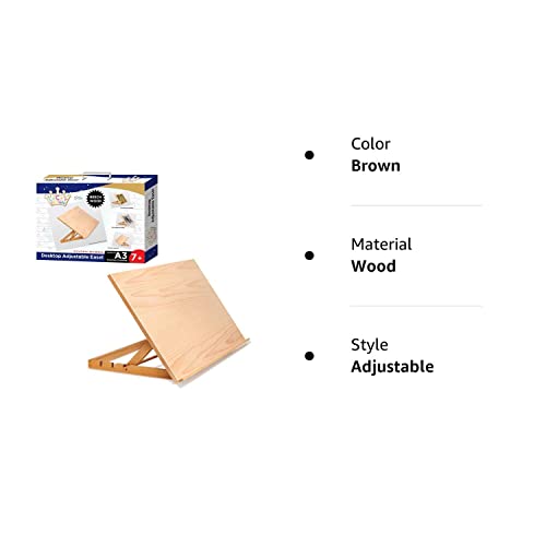 Lucky Crown US Art Adjustable Wood Desk Table -Light Weight, Easel with Strong Support