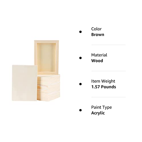 ADXCO 8 Pack Wood Panels 5 x 7 inch Wooden Canvas Board Unfinished Wooden Panel Boards for Painting, Arts, Pouring Use with Oils, Acrylics