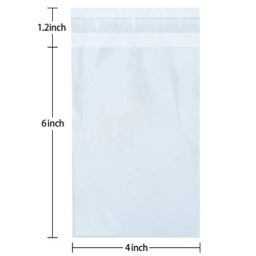 350 Pcs 4x6" Clear Cookie Bags, Self Sealing Cellophane Treat Bags, Great for Gift Giving or Party Favors Packaging, Resealable Candy, Dessert, Bakery Cello Wrapper Bags