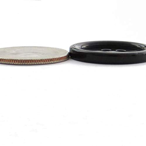 Buttons 1 Inch (1”) 4 Hole 10 Pieces - White Black Clear - Sewing Crafts Replacement Button -Perfect for Crafts, Coats, Shirts, Pants, Shorts, Cardigans, Blazers, Skirts (Black)