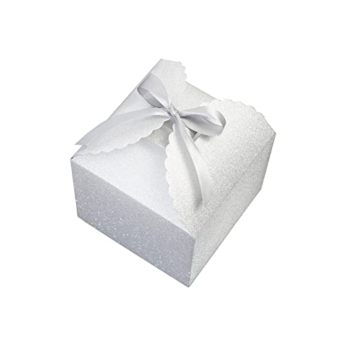 WEWILUCK Silver Glitter Gift Boxes, 10 PCS Small Gift Box with Lids Bulk for Wedding, Party, Birthday, Valentine's Day and More, 4.75” x 4.75” x 3.53” Fancy Present Box for Gift Giving
