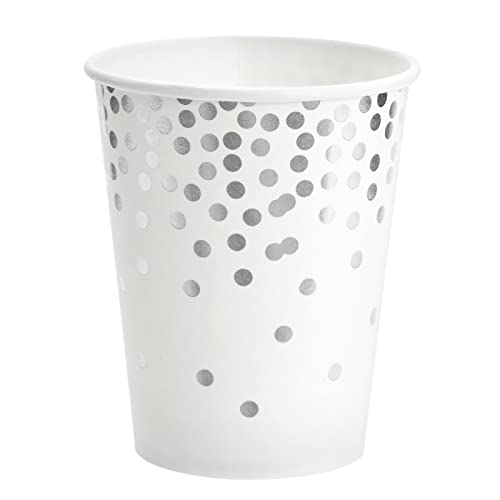 144 Piece Silver Party Supplies for Wedding, Birthday - Silver Table Decorations with Plates, Napkins, Cups, and Cutlery (Serves 24)