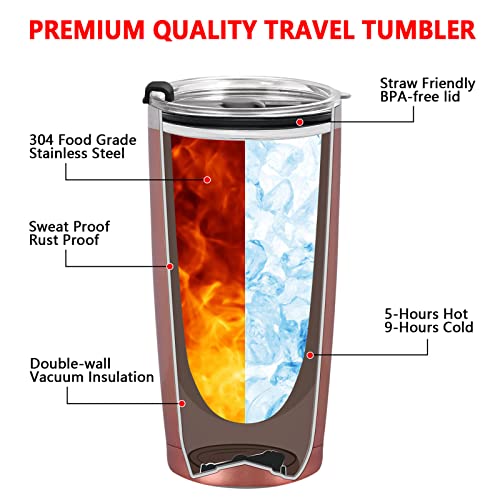 CozyHome Mr and Mrs Tumbler Set of 2, Gifts for Newlyweds Couples Wife Bride To Be Newly Engaged Bridal Shower Wedding Engagement, 20 oz Stainless Steel Insulated Travel with Lids, Black & Rose Gold
