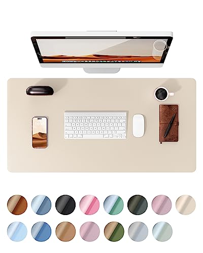 YSAGi Leather Desk Pad Protector, Office Desk Mat, Large Mouse Pad, Non-Slip PU Leather Desk Blotter, Waterproof Laptop Desk Writing Pad for Office and Home (23.6" x 13.8", Eggshell)