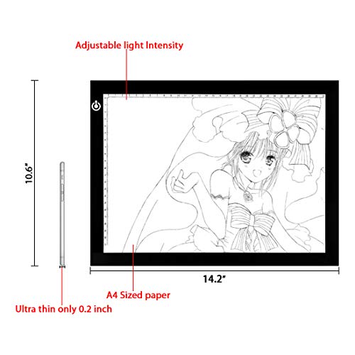 LitEnergy A4 LED Copy Board Light Tracing Box, Ultra-Thin Adjustable USB Power Artcraft LED Trace Light Pad for Tattoo Drawing, Diamond Painting, Streaming, Sketching, Animation, Stenciling