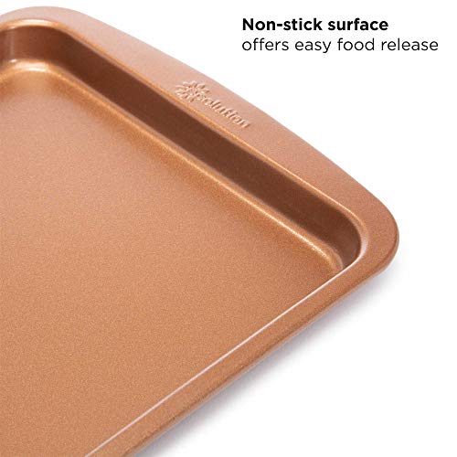 Ecolution Non-Stick Toaster Oven Bakeware Set 4-Piece, Carbon Steel, Easy to Clean and Perfect for Single Servings, Copper