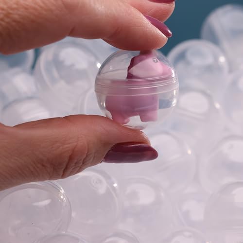 Entervending Round Capsules - 50 pcs Bulk Capsules for Gumball Machines - 1.1" Clear Containers - Surprise for Kids Party Favor Prize