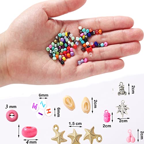 YITOHOP 8800+pcs 4mm 12/0 48 Colors Glass Seed Beads, Charms Bracelet Jewelry Making Beads Kit Gifts for Teen Girls Crafts for Girls Ages 8-12 Birthday Gifts Christmas