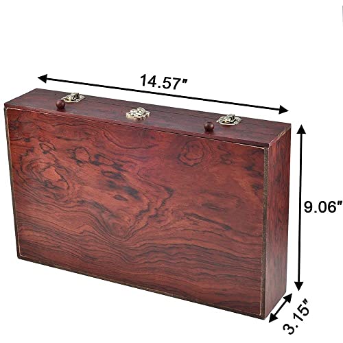 Sunnyglade 145 Piece Deluxe Art Set, Wooden Box & Drawing Kit with Crayons, Oil Pastels, Colored Pencils, Watercolor Cakes, Sketch Pencils, Paint Brush, Sharpener, Eraser, Color Chart (Cherry)