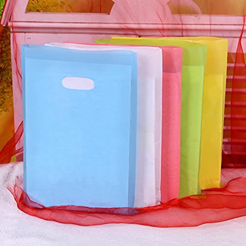 VieFantaisie Plastic Party Favor Bags Small Gift Bags, 100 PCS 6" x 8" Goodie Bags for Kids, Rainbow Party Gift Bags Bulk with Handle for Kids Birthday Party, Easter, Christmas, Halloween, 10 Colors