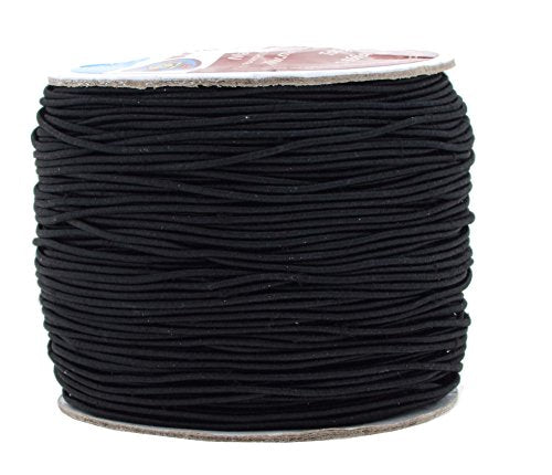 Mandala Crafts 1mm Elastic Cord Stretchy String for Bracelets, Necklaces, Jewelry Making, Beading, Masks; 109 Yards Black