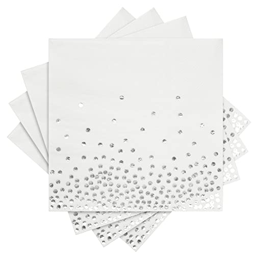 144 Piece Silver Party Supplies for Wedding, Birthday - Silver Table Decorations with Plates, Napkins, Cups, and Cutlery (Serves 24)