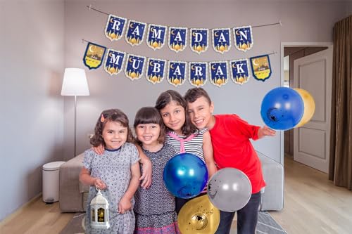 OLEEK Ramadan decorations for home - Ramadan decorations set ( lights -Ramadan banner and balloons )& Eid decoration -Ramadan gifts for kids Ramadan decor زينة رمضان كريم ديكور