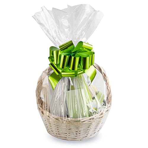 Morepack 16x24Inches Cellophane Bags for Gift Baskets,Clear Cellophane Basket Bags 5Pieces
